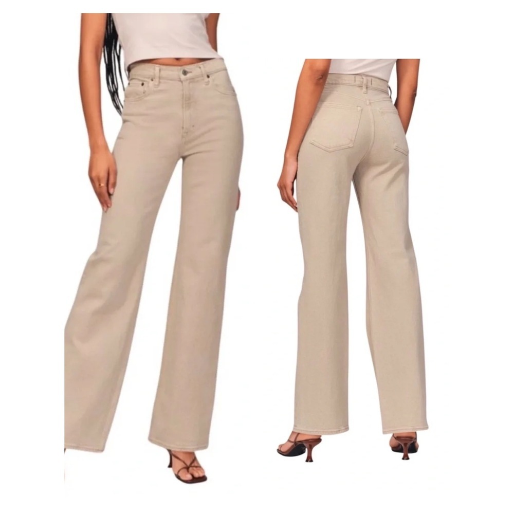 Abercrombie & Fitch High Rise 90s Relaxed Jeans Tan Denim Size 29/8